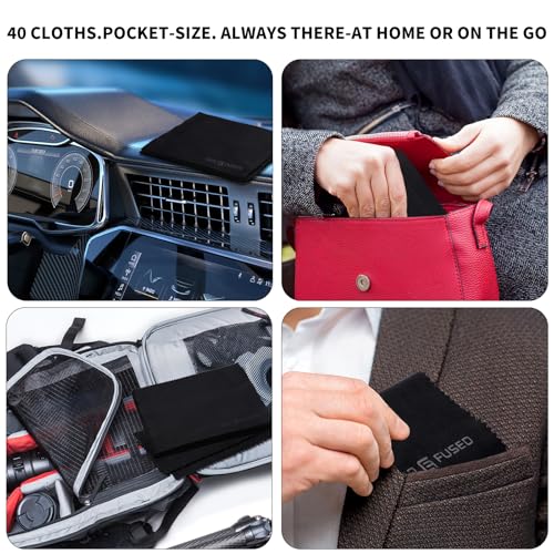 Eco-Fused Microfiber Cleaning Cloths - 40 Pack - (6 x 7 inches) for Cleaning Glasses, Spectacles, Camera Lenses, Tablets, Phones, Smartphones, Laptops, LCD Screens and Other Delicate Surfaces - color: Black (40 Pack)