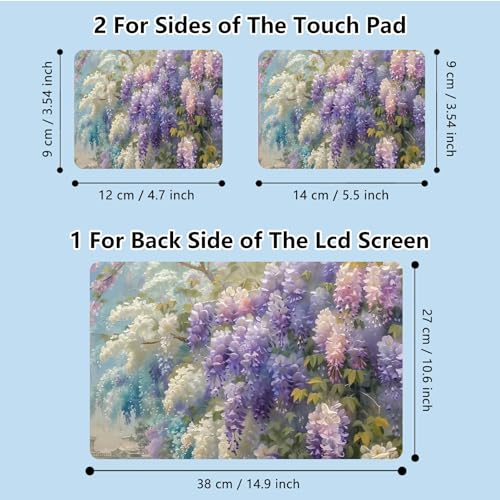 Universal Laptop Skin Sticker with 2 Wrist Pad Skins, Waterproof Scratch Resistant Vinyl Laptop Cover Decal, Cut to Fit for 11–15.6 Inch MacBook HP Dell Lenovo, Cercis Chinensis - color: Cercis Chinensis