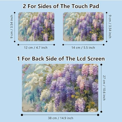 Universal Laptop Skin Sticker with 2 Wrist Pad Skins, Waterproof Scratch Resistant Vinyl Laptop Cover Decal, Cut to Fit for 11–15.6 Inch MacBook HP Dell Lenovo, Cercis Chinensis - color: Cercis Chinensis