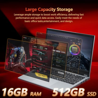 2 in 1 Laptop Computer, 15.6 Inch Convertible Laptop, 16GB DDR4 RAM 512GB SSD Touchscreen Laptop, AMD Ryzen R3 3200U, AMD Radeon, FHD 1920x1080, 360° Rotating Touch Screen, WiFi 5, Backlit Keyboard