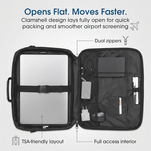 MANHATTAN Laptop Shoulder Bag Carrying Case – Slim Briefcase Style, Clamshell Opening, Padded Compartments–3 Yr Mfg Warranty - size: 17.3 Inch