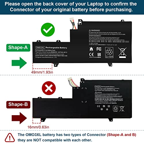 Futurebatt OM03XL HSTNN-IB7O 863167-171 Battery Compatible with HP EliteBook x360 1030 G2 Series Notebook for HP OM03XL 3057XL 863167-1B1 863167-171 863280-855 HSN-I04C HSTNN-IB70 HSTNN-IB7O - size: OM03XL 12.76*6.57*0.73 in