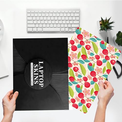 Universal Laptop Skin Sticker with 2 Wrist Pad Skins, Waterproof Scratch Resistant Vinyl Laptop Cover Decal, Cut to Fit for 11–15.6 Inch MacBook HP Dell Lenovo, Cherry - color: Cherry
