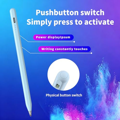 Digital for Android Tablets Stylus Pen for Samsung Galaxy Tab A11+Plus/A11/A9+/A9 Pencil,Accurate Without delay，One-Click Power On/Off,+2Nibs&Long Battery Life (Blue) - color: Blue