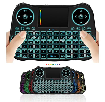 Wireless Mini Handheld Smart TV Remote Keyboard Touchpad Mouse Combo Controller For Android TV Box, Smart TV, X-Box, MacOS, PC Computer Window 10 11, Raspberry Pi 2,RGB Backlit (Not Support Bluetooth)