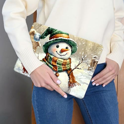15.6 Inch Laptop Skin Sticker, Reusable Vinyl Cover Protector with 2 Wrist Pad Skins, Removable Waterproof Scratch-Resistant for 12-15.6 Inch Laptop Notebook,Snowman with Hat - color: Snowman With Hat