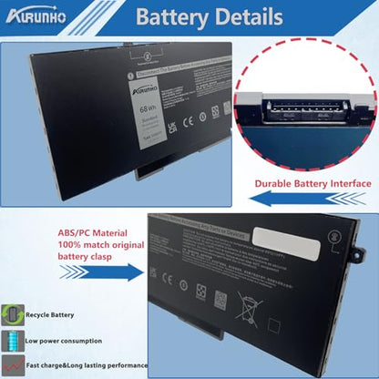 3HWPP Battery Replacement for Dell Latitude 5511 5411 5510 5501 5401 5410 Inspiron 17 7506 7500 2-in-1 Black Edition Series Precision 3551 3541 Series 10X1J 1VY7F T6DC2 YPVX3 JG75F