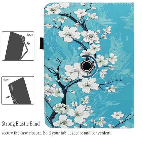 Universal 10 10.1 Inch Android Tablet Case, Dluggs 360 Degree Rotating Multi-Angle Viewing Stand Universal Case Cover for 10 10.1 and All 9.5-10.5 Inch Tablet, Plum Blossom - color: Plum Blossom