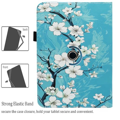 Universal 10 10.1 Inch Android Tablet Case, Dluggs 360 Degree Rotating Multi-Angle Viewing Stand Universal Case Cover for 10 10.1 and All 9.5-10.5 Inch Tablet, Plum Blossom - color: Plum Blossom