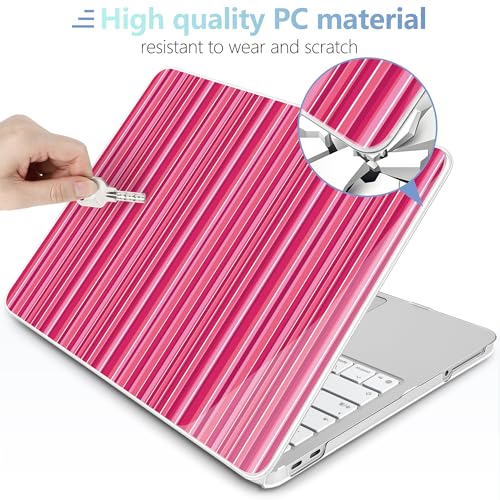 MEEgoodo Printed Case for New MacBook Neo 13 inch 2026 Release(Fit Model A3404), Laptop Hard Shell Cases with Keyboard Skin & Screen Protector & Webcam Covers, Mixed Pink Stripes - color: Mixed Pink Stripes
