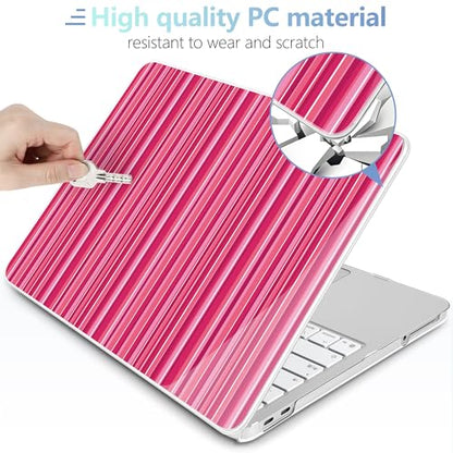 MEEgoodo Printed Case for New MacBook Neo 13 inch 2026 Release(Fit Model A3404), Laptop Hard Shell Cases with Keyboard Skin & Screen Protector & Webcam Covers, Mixed Pink Stripes - color: Mixed Pink Stripes