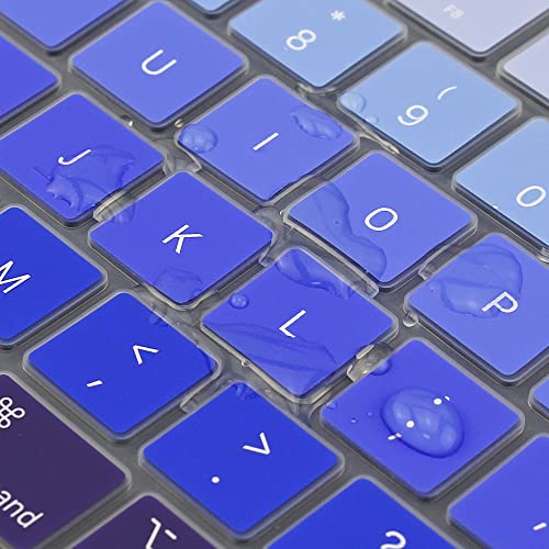 ProElife Keyboard Cover Skin for MacBook Air 13/15 Inch M5 M4, Ombre Blue | US Enter, Ultra Thin (0.26 mm), Silicone Protective Skin, Easy to Apply, Washable & Reusable, Dust-proof, Precision Molded - color: Ombre Blue