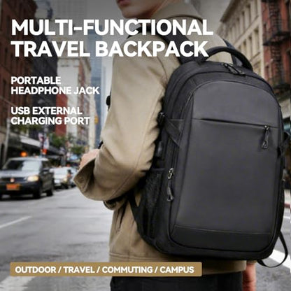 Travel Laptop Backpack, Waterproof 15.6 Inch Computer Work Lightweight Packback Bag for Men Women College Gift, Black (Black)