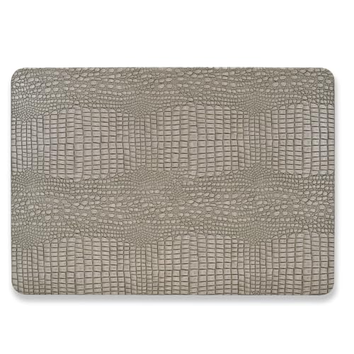 DTangLsm for Crocodile MacBook Air 13 inch Case M1 Chip 2021-2018, Silver | Model M1 A2337 A2179 A1932 | Crocodile Alligator Skin Luxury PU Leather | Protective Hard Shell | Anti Fingerprint & Scratch - color: A20-Crocodile Silver
