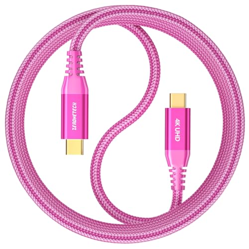 ZeroneTeck USBC to USBC Monitor Cable 6FT, USB 3.2 Gen 2x2, 4K UHD Video Output, 20Gbps High-Speed Data, 100W Fast Charging for iPhone 17,MacBook,Dell, Lenovo,KYY,ARZOPA for Portable Monitors (Pink) - color: Pink, size: 6FT, style: Straight