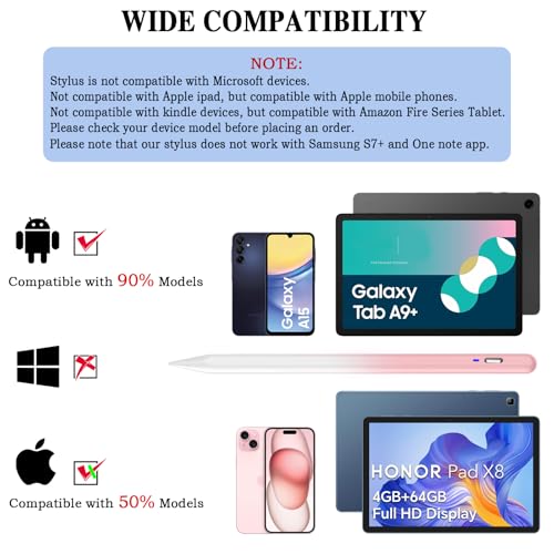 Stylus Pen for Android Tablet,Tablet Pencil for iOS/Android,Stylus Pen for iPhone/Samsung/Huawei/Vivo/Lenovo/Pixel and Other Android Smartphones and Tablets-Gradient Pink - color: Gradient Pink