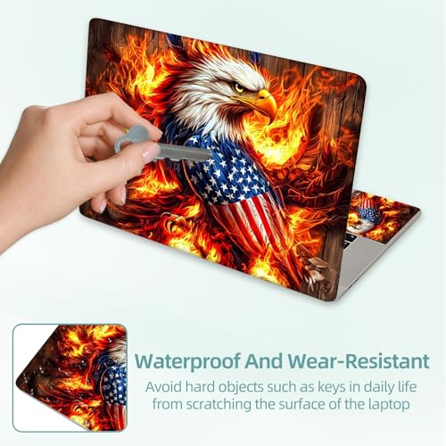 Universal Laptop Skin Decal, 3-Piece Vinyl Protector for 12 13 14 15.6" Notebook, Waterproof Anti-Scratch, Easy Trim & Bubble-Free Finish, Eagle Surrounded by Flames - color: Eagle Surrounded by Flames