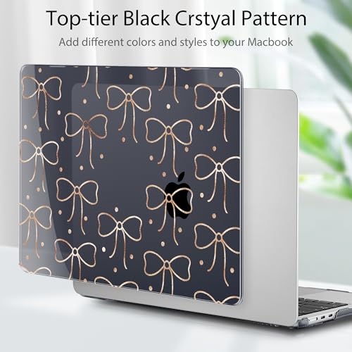Tuiklol for MacBook Air 13 inch Case M5 2026 M4 2025 M3 2024 M2 2022 Release Model A3449 A3240 A3113 A2681,Plastic Hard Shell Cover for MacBook Air 13.6 with Touch ID, Gold Bow - color: Gold Bow