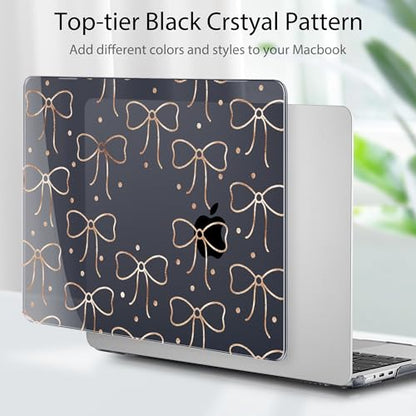 Tuiklol for MacBook Air 13 inch Case M5 2026 M4 2025 M3 2024 M2 2022 Release Model A3449 A3240 A3113 A2681,Plastic Hard Shell Cover for MacBook Air 13.6 with Touch ID, Gold Bow - color: Gold Bow