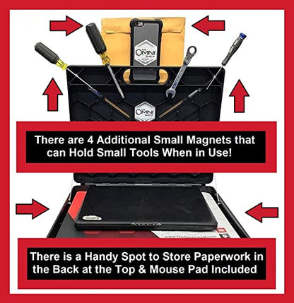 The OmniShelf Magnetic Portable Workstation + Toolbox, Computer & Laptop Stand, Multimeter Case, Utility Shelf w/ 50 lb Capacity, Hands Free Workstation Attaches to HVAC, Trucks & More (5 Count) - size: 5 Count