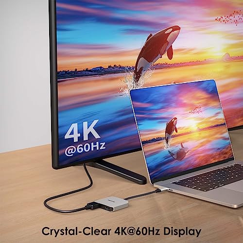 USB C to Dual HDMI Adapter, WAVLINK Dual Monitor Adapter with Dual HDMI, 87W PD for Dell XPS/HP/Lenovo/Surface/Type C Laptop/Windows System Only