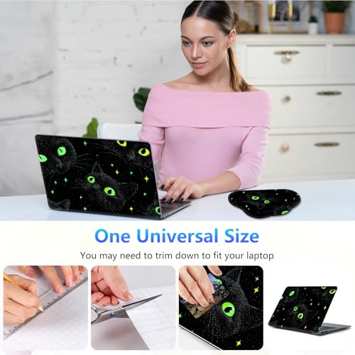 Laptop Skin Sticker Decal 15-15.6 Inch with Cute Mouse Pad, Universal Reusable Vinyl Sticker for 12.1 13 13.3 14 15.4 Inch Netbook and Notebook PC, Mystical Cat - color: Mystical Cat