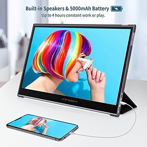 INNOCN Portable Monitor Touchscreen for Laptop 15.6" FHD 1080P HDMI External Display USB C Travel Second Monitor for MacBook Windows Tablets Android Chrome PS4 Switch Mini PC, 1500:1, 100% sRGB - style: PF15-PRO(FHD,Touch,Battery)