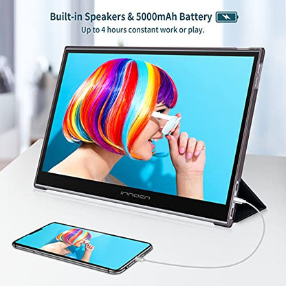 INNOCN Portable Monitor Touchscreen for Laptop 15.6" FHD 1080P HDMI External Display USB C Travel Second Monitor for MacBook Windows Tablets Android Chrome PS4 Switch Mini PC, 1500:1, 100% sRGB - style: PF15-PRO(FHD,Touch,Battery)