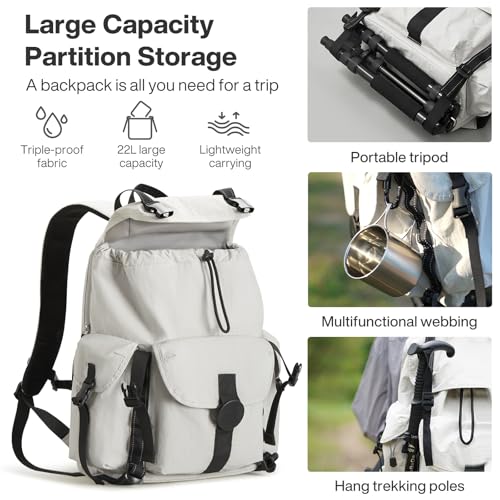 mixi Travel Backpack for Women Men, 18 Inch Carry On Laptop Backpack Flight Approved fits 16'' Laptop, Lightweight Waterproof Hiking Backpack Travel Outdoor Business Casual Daypack, Light Gray - color: Light Gray