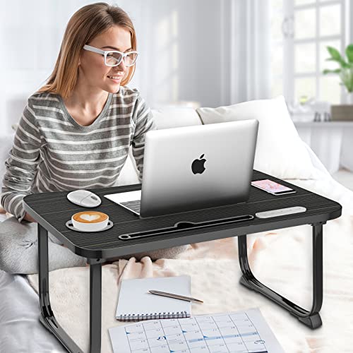 Fayquaze Laptop Bed Desk, Portable Foldable Laptop Bed Table with USB Charge Port Storage Drawer and Cup Holder, Lap Desk Notebook Stand Tray Table Serving Tray for Eating, Reading and Working | Portable, Foldable, Lap Desk with USB Charge Port Storage Dr