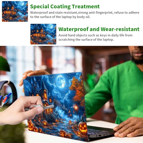 Laptop Skin Sticker Decal, Universal Protective Cover Fit 12 13 14 15.6 Inch Notebook, Reusable Water-Resistant Vinyl Decal w/ 2 Wrist Pads for Business Travel Office, Castle Maple Leaves - color: Castle Maple Leaves