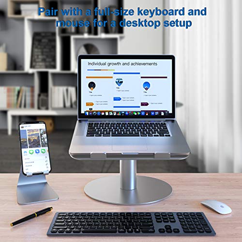 Adjustable Laptop Stand, Aluminum Laptop Riser, Multi-Angle Height Adjustable 360°Rotation Notebook Stand Desktop Holder Compatible with Mac MacBook Pro Air, Lenovo, Dell XPS, HP(10-17") - color: B-silver