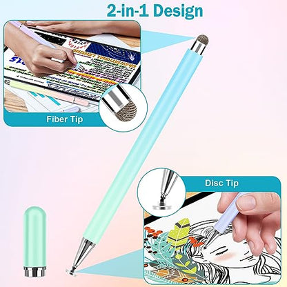 Stylus Pens for Touch Screens, 4 Pcs High Precision Disc Stylus with Magnetic Cap, 2 in 1 Stylus Pen Compatible with iPhone, iPad Pro, Mini, Air and Samsung Tablets - color: Gradient