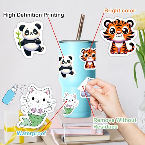 RINOLY 100 PCS Water Bottle Stickers for Kids,Waterproof Vinyl Animal Stickers for Kids,Skateboard,Laptop Stickers for Girls Boys Classroom Prizes | Vinyl Stickers Kids Girls Boys,Back to School,Classroom Prizes,Party Favors,Christmas Stocking Stuffers,Ea