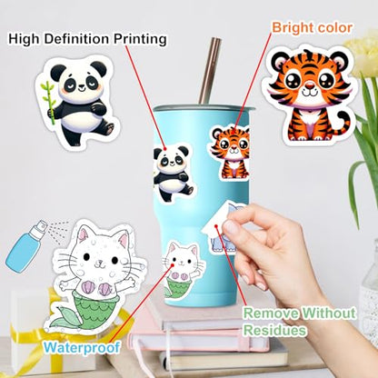 RINOLY 100 PCS Water Bottle Stickers for Kids,Waterproof Vinyl Animal Stickers for Kids,Skateboard,Laptop Stickers for Girls Boys Classroom Prizes | Vinyl Stickers Kids Girls Boys,Back to School,Classroom Prizes,Party Favors,Christmas Stocking Stuffers,Ea