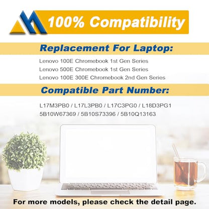 L17M3PB0 L17C3PG0 Laptop Battery Replacement for Lenovo Chromebook 100e 2nd Gen 100e-81QB 300e 2nd Gen 300e-81QC 500e 2nd Gen C340-11 S340-14 Series Notebook L17L3PB0 L18D3PG1 42Wh 3735mAh