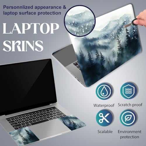 SUPERDANT Laptop Skin Sticker Foggy Forest Laptop Decals Personalized Universal Notebook Computer Wrap Vinyl Skin Stickers Cover Art Decal Removable 12-15.6 Inch Waterproof Scratch-Resistant Gifts - style: Foggy Forest