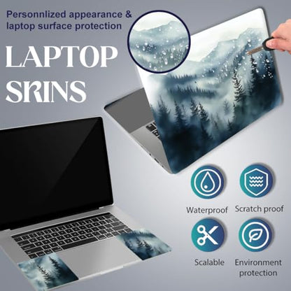 SUPERDANT Laptop Skin Sticker Foggy Forest Laptop Decals Personalized Universal Notebook Computer Wrap Vinyl Skin Stickers Cover Art Decal Removable 12-15.6 Inch Waterproof Scratch-Resistant Gifts - style: Foggy Forest