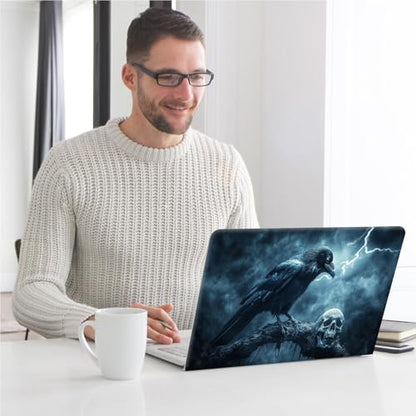 Universal Laptop Skin, DIY Cut-to-Fit Vinyl Cover Compatible with HP, Dell, Lenovo, Mac (13.3" to 15.6"), Anti-Scratch, No Residue & Bubble-Free Protective Decal Sticker, Gothic Raven Skull - color: Gothic Raven Skull