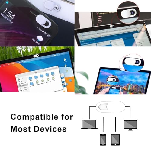 Privacy Lens Cover Set for Laptops Tablets Smartphones Sliding Screen Privacy Protector Pack for Office Home Use (White 8 Pack) - color: White-8 PCS