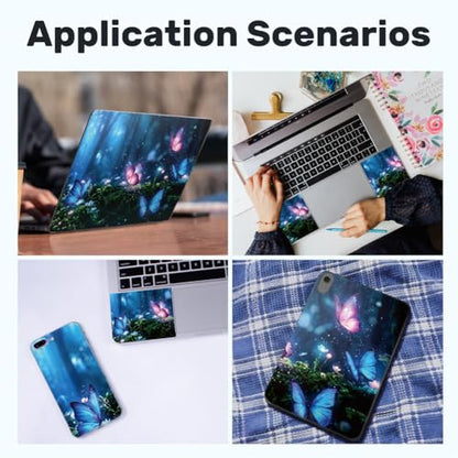 3Pcs Butterfly Laptop Skin Sticker Universal Removable Vinyl Stickers Fits for 12.1 13 14 15.6 16 Inch Waterproof Notebook Decal Cover Gift - color: dark blue