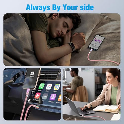 240W USB C to USB C Fast Charging Cable, 4FT, Pink - size: 4ft