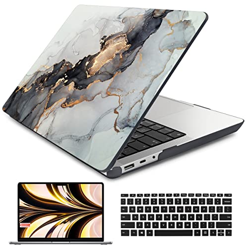 Batianda Case for 13.5" Microsoft Surface Laptop 5 4/3 with Metal Palm Rest Model 1951, Designed Protective Plastic Hardshell & Keyboard Cover & Screen Protector, Golden Fluid - color: Golden fluid, size: with Metal Palm Rest