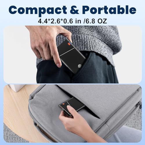 Aaoyun Portable Charger Power Bank, 10000mAh 22.5W PD Fast Charging Powerbank with Built-in USB C Cable, Slim External Phone Battery Pack for iPhone 17/16/15 Samsung S24 Android etc (Black) - color: Black-10000mah