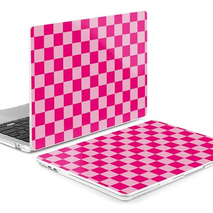 MEEgoodo for M5/M4/M3/M2 MacBook Air 15 inch Case 2026 2025 2024 2023, Case Fit Model (A3448/A3241/A3114/A2941) for MacBook Air 15.3 inch, Rose&Light Pink Checkerboard - color: Rose&Light Pink Checkerboard