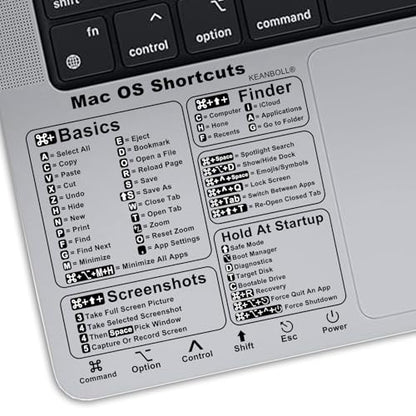 2 Pack Mac Keyboard Shortcuts Stickers for MacBook Air/Pro 13-16 Inch - Instant Shortcut Reference, Durable Clear & Matte Black Decals (2020-2026 Models, No Residue) - color: Transparent-black