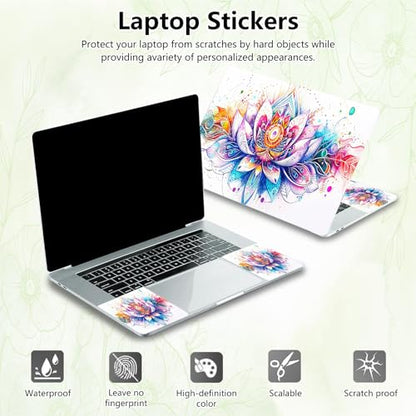 Laptop Skin Sticker Decal, Universal Reusable Vinyl Laptop Cover for 12" 13" 13.3" 14" 15" 15.4" 15.6" Notebook PC, Waterproof Scratch-Resistant with 2 Wrist Pads, Easy to Apply & Remove,Lotus Flower - color: Lotus Flower