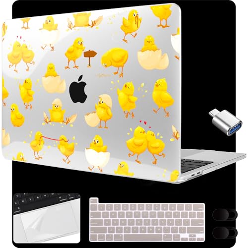 MEEgoodo for MacBook Pro 13 inch Case 2022 2021 2020 A2338 M2/M1 A2251 A2289 with Touch ID,Clear Laptop Hard Shell Cases with Keyboard Webcam Cover&Trackpad Film& Type C Adapter, Cute Little Chick - color: Cute Little Chick