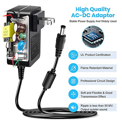 DC 5V Power Supply, 5Volt 3A 2A 1A Adapter, 100-240V AC to DC 5V Charger Cord, fit for 5 Volt 0.5a 500ma 1.0a 1000ma 1.5a 1500ma 2a 2000ma 2.5a 2500ma 3a 3000ma Electronic Devices with 8 Tips.