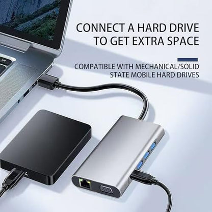 xingbaichen11-in-1 USB C Hub & Adapter - 4K, Type C PD, USB 3.0, RJ45 Ethernet, SD/TF Card Reader, 3.5mm AUX - Versatile Docking Station for MacBook Pro/Air & Other Type C Laptops (11in1)